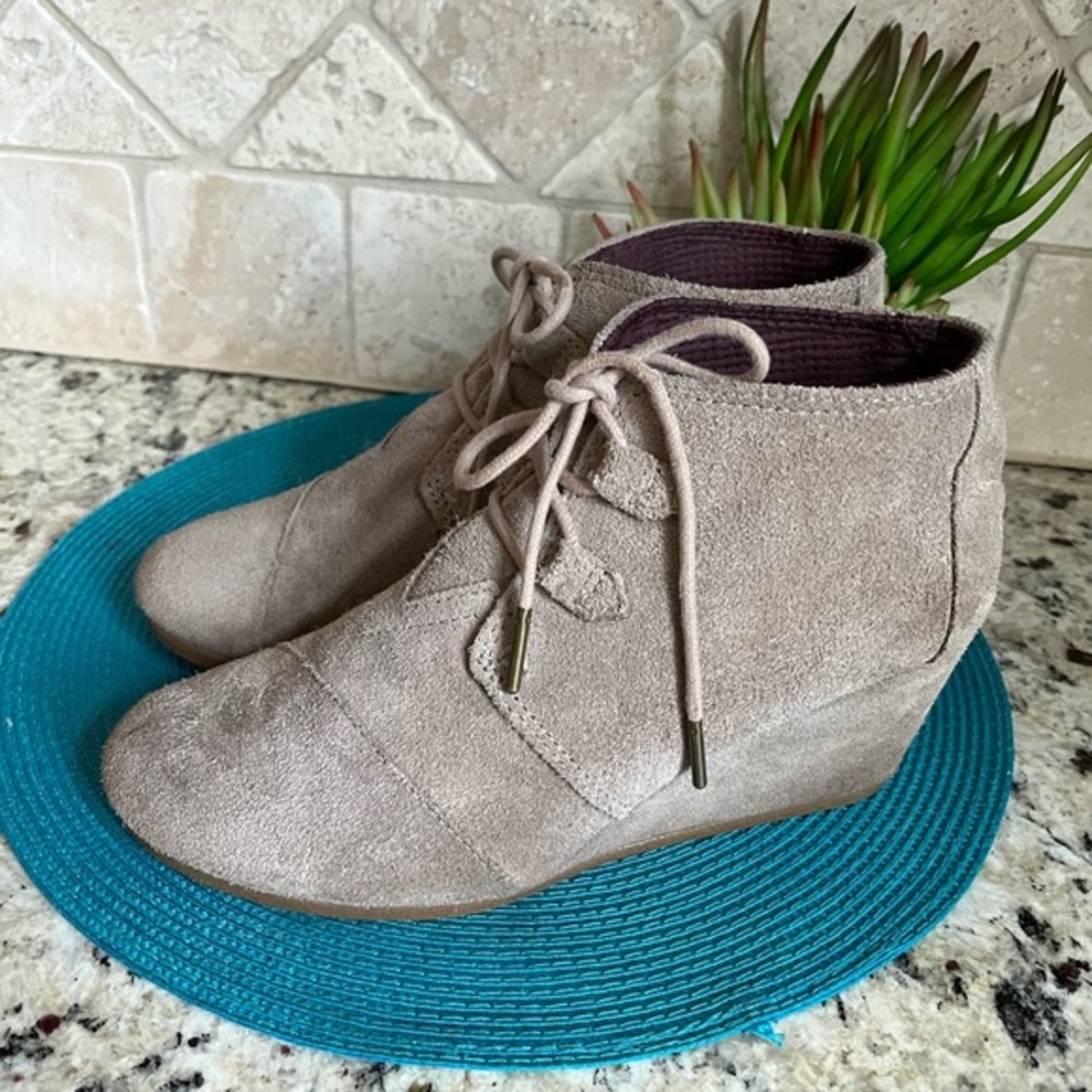 Toms Taupe Suede Booties 2